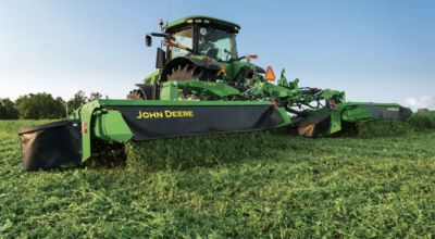 John Deere flail mower in a field